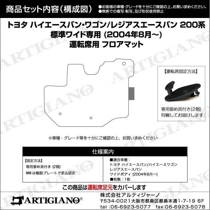 トヨタ 200系 ハイエース 運転席用 フロアマット ワイドボディ用