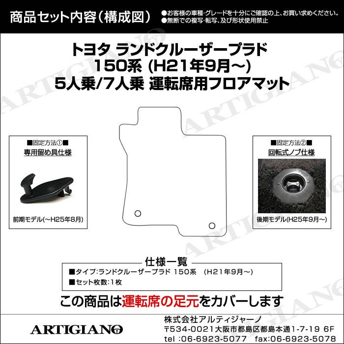 トヨタ ランドクルーザー プラド 150系 運転席用フロアマット 2009年9