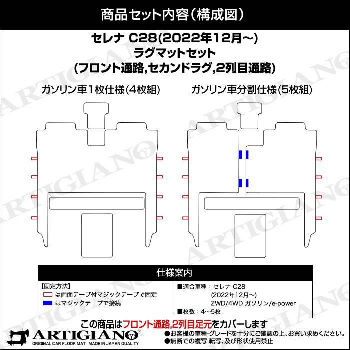 日産 セレナ C28 フロント通路 セカンドラグマット 2列目通路用 日産 セレナ C28 フロント通路 セカンドラグマット 2列目通路用