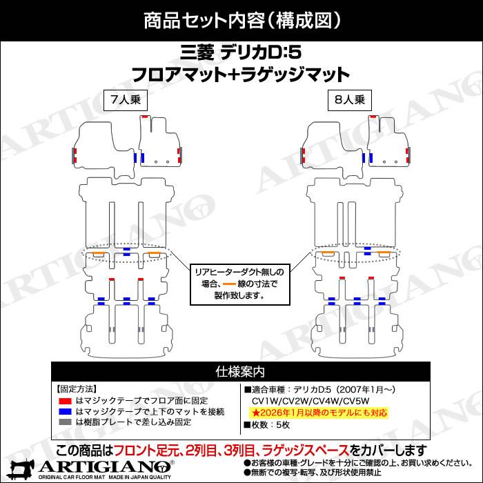 三菱 新型 デリカ D5 ( D:5 ) フロアマット + ラゲッジマット R1000
