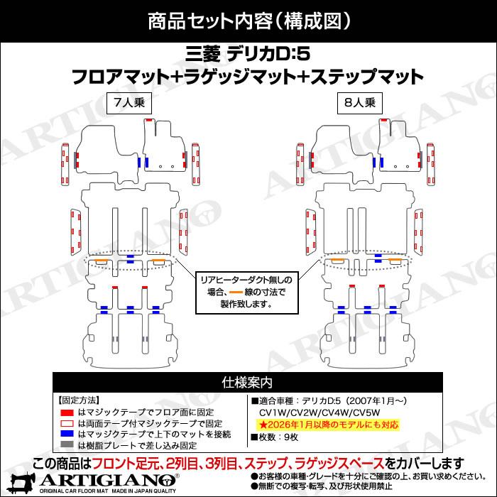 三菱 新型 デリカ D5 ( D:5 ) フロアマット + ラゲッジマット +
