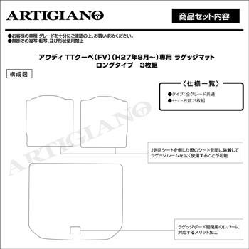 アウディ TTクーペ FV ラゲッジマット(トランクマット) ロングタイプ H27年9月～ ラゲッジルーム R1000シリーズ トランクマット（ラゲッジ マット） フロアマット専門店アルティジャーノ 車 フロアマット