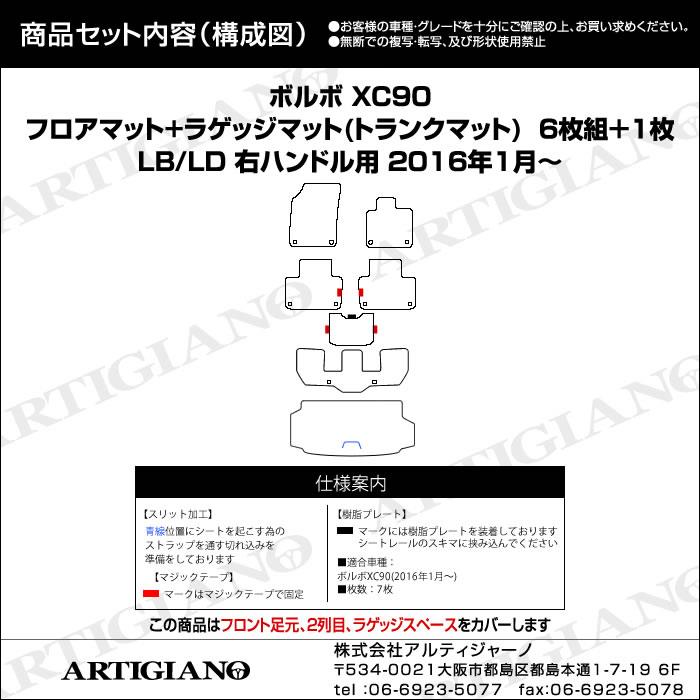 ボルボ XC90 LB/LD系 フロアマット+トランクマット(ラゲッジマット) 右