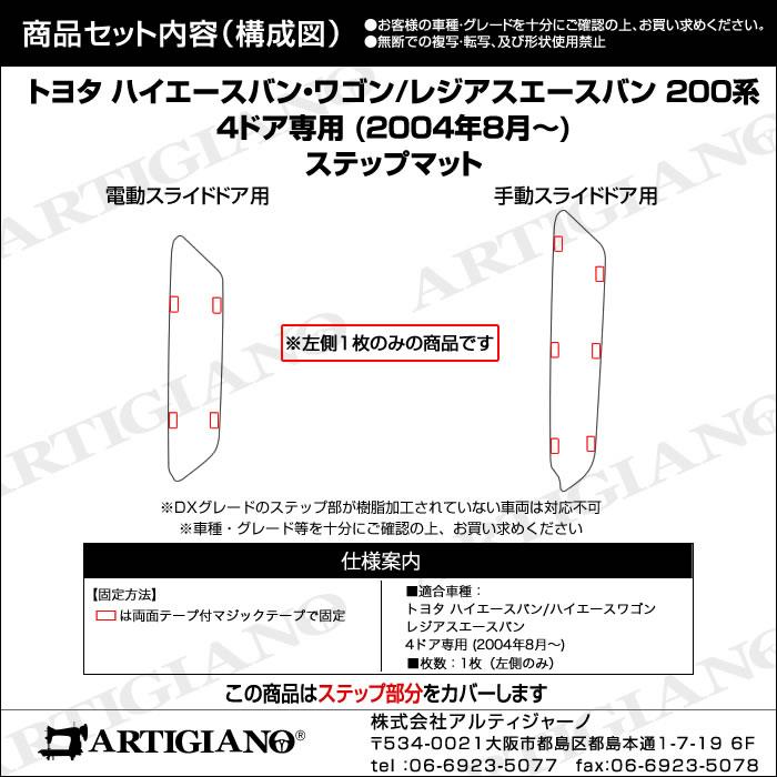 トヨタ 200系 ハイエース ステップマット 4ドア用(片側１枚