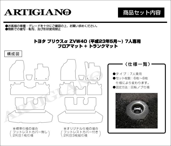 トヨタ プリウスα フロアマット & トランクマット(ラゲッジマット) 7人