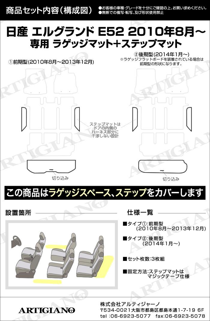 日産 エルグランド E52 トランクマット(ラゲッジマット)+ステップ