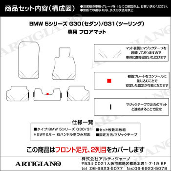 BMW 5シリーズ フロアマット G30/G31 2017年2月～ 右ハンドル用