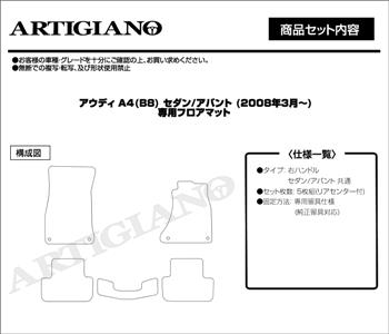 アウディ A4/A4アバント B8 右ハンドル フロアマット H20年8月～ C2000