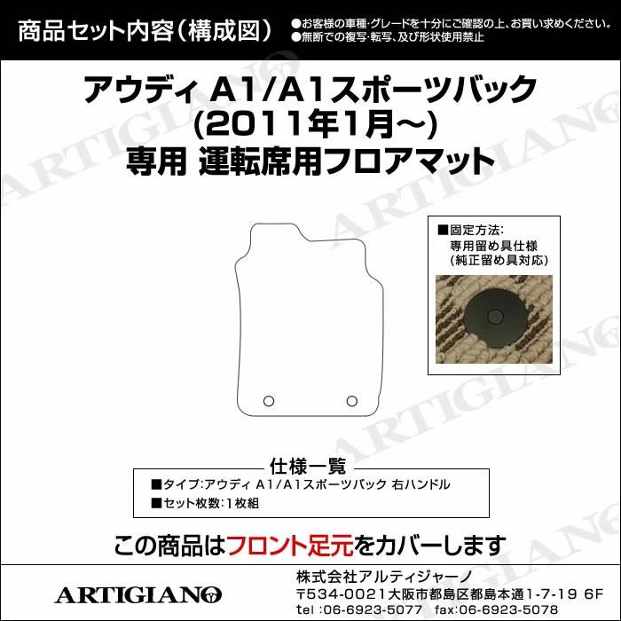 アウディ A1/A1スポーツバック 右ハンドル 運転席用フロアマット 2011