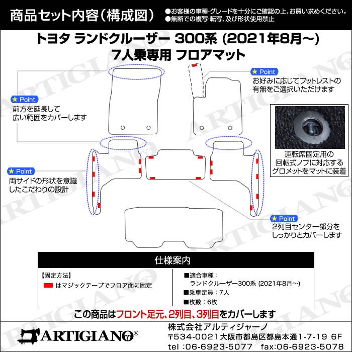 トヨタ 新型 ランドクルーザー 300系 フロアマット 7人乗 ラバー製 