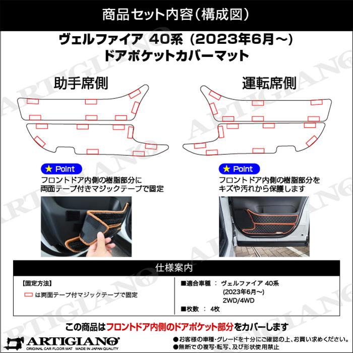 ☆セール対象☆40系 ヴェルファイア ドアポケットカバーマット ラバー