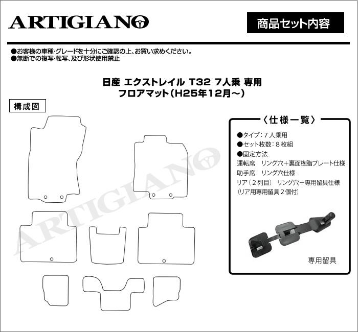 エクストレイル T32 7人乗 ラバー製 フロアマット Xトレイル