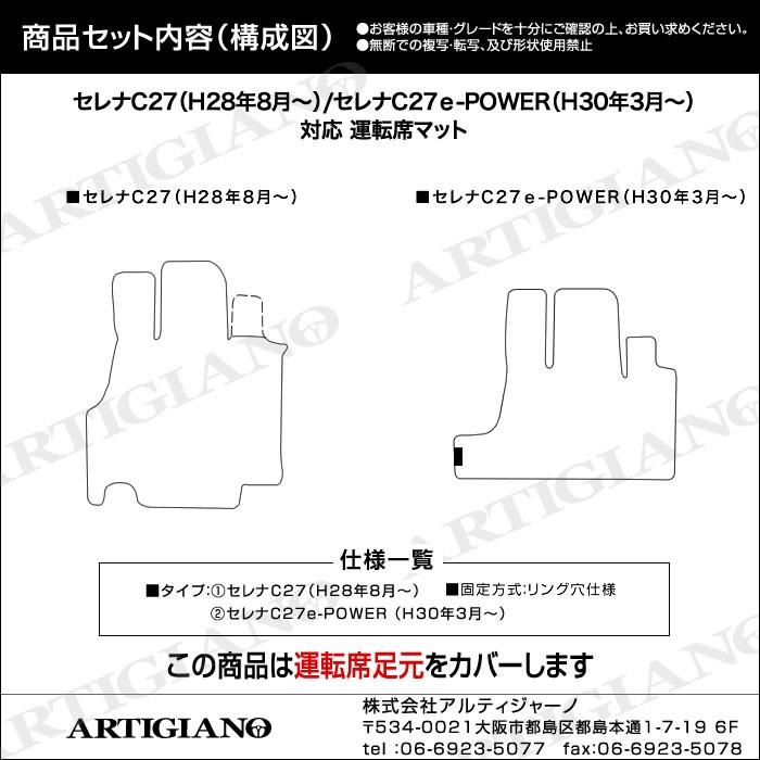 日産 セレナ C27 運転席用フロアマット 1枚 ※全車共通 超ロング