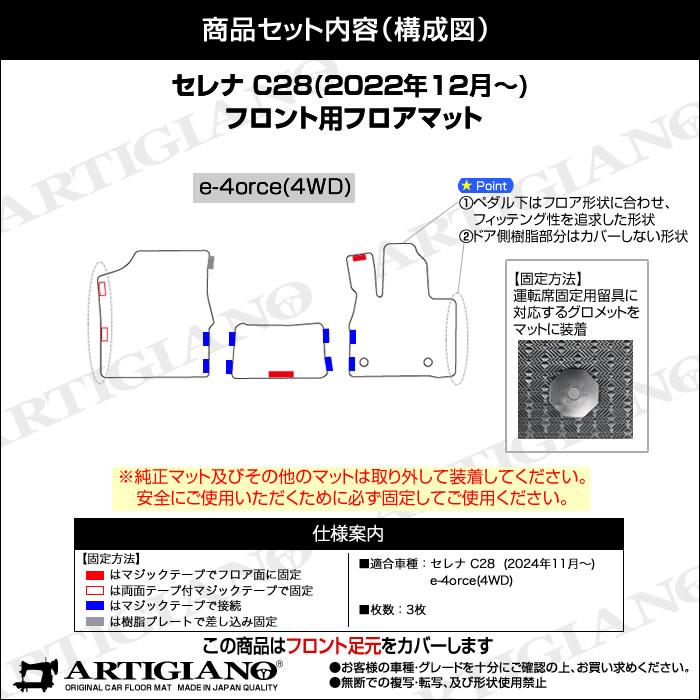 日産 セレナ C28 フロント フロアマット ラバー製 ゴム 防水 撥水