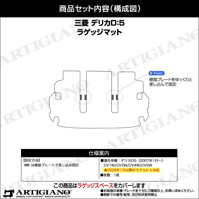 三菱 新型 デリカ D5 ( D:5 ) トランクマット ( ラゲッジマット ) 1枚