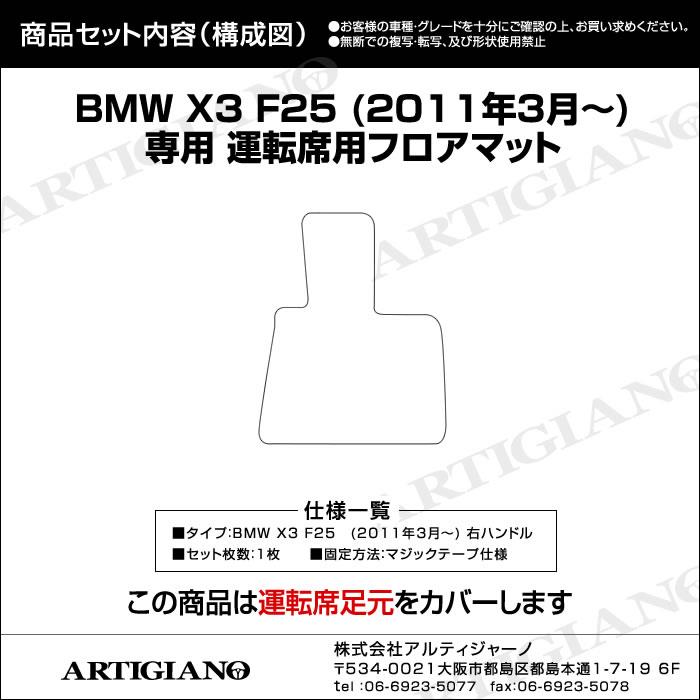 BMW X3 F25 右ハンドル 運転席用フロアマット 2011年3月～ ラバー